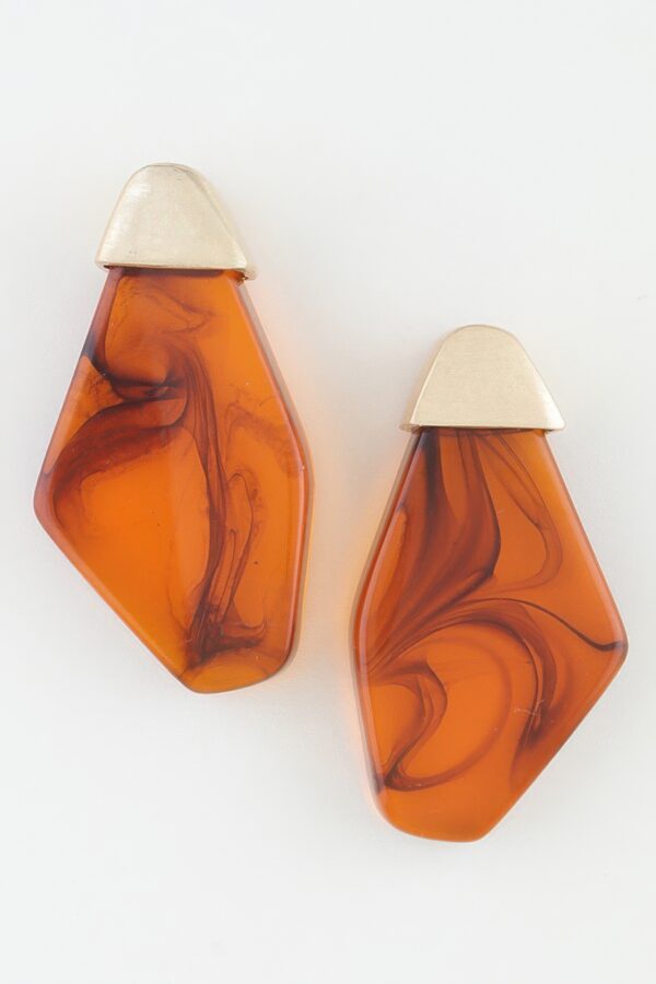 Ripple Geometric Stone Earrings with Matte Metal Top
