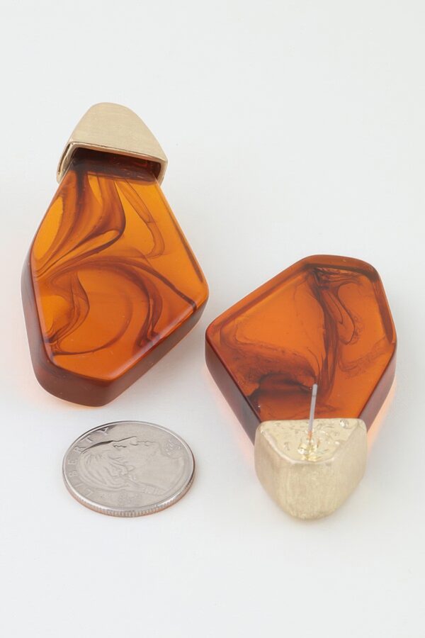 Ripple Geometric Stone Earrings with Matte Metal Top