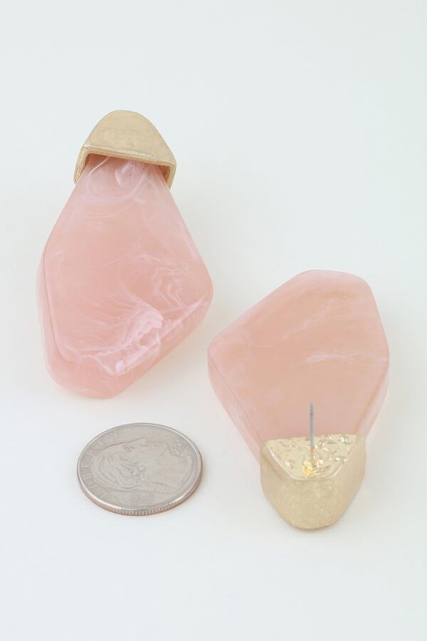 Ripple Geometric Stone Earrings with Matte Metal Top
