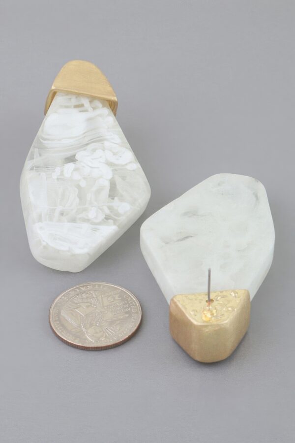 Ripple Geometric Stone Earrings with Matte Metal Top