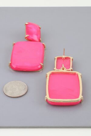 Two-Tier Rectangular Drop Earrings with Marbled Plates