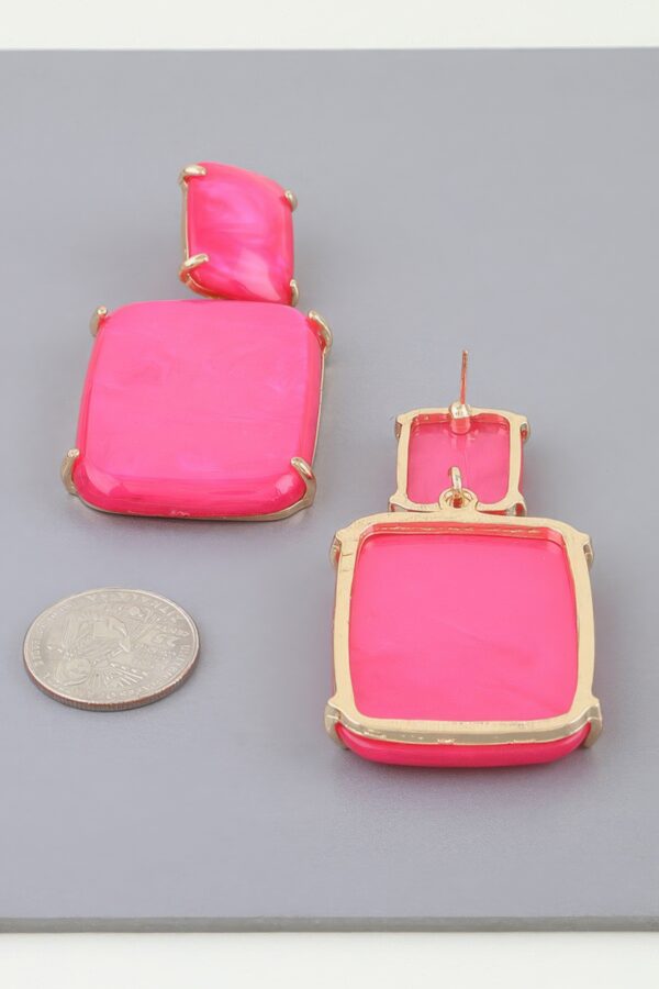 Two-Tier Rectangular Drop Earrings with Marbled Plates