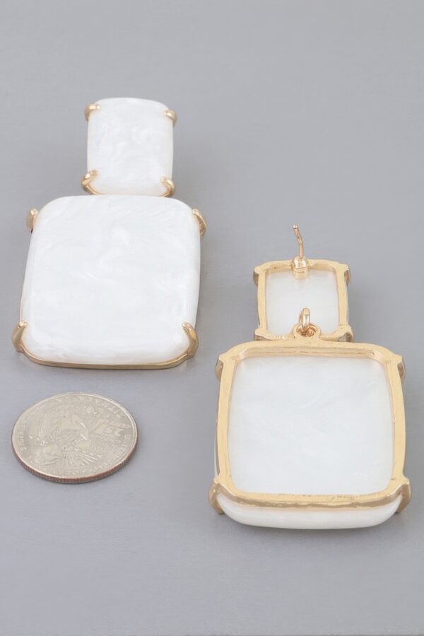 Two-Tier Rectangular Drop Earrings with Marbled Plates