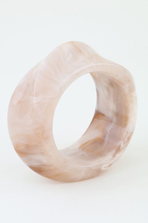 Asymmetrical Wide Resin Bangle - Curved Retro Silhouette