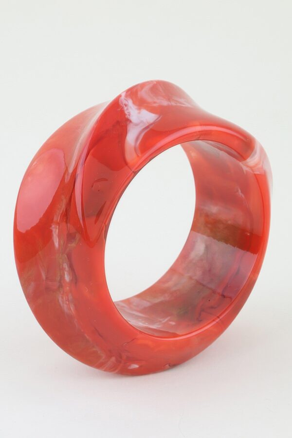 Asymmetrical Wide Resin Bangle - Curved Retro Silhouette