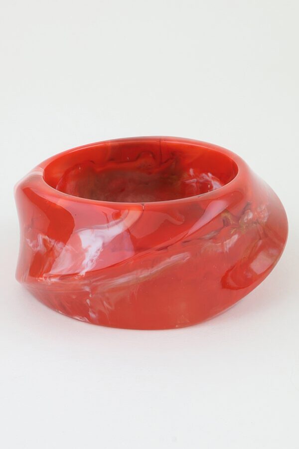 Asymmetrical Wide Resin Bangle - Curved Retro Silhouette