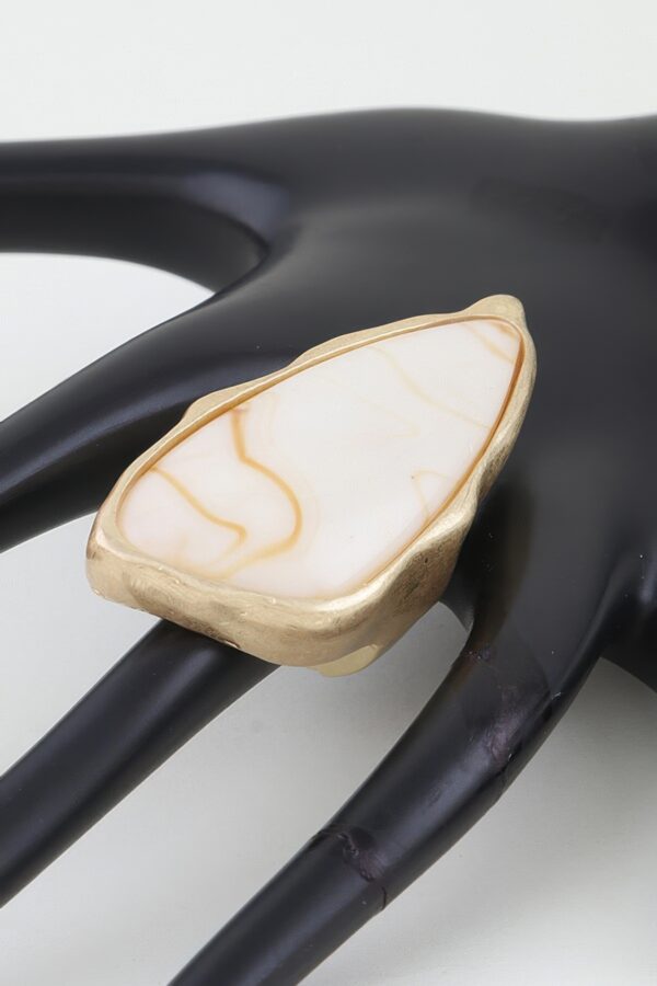 Matte Marble Stone Statement Ring - Organic Shape