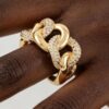 Bejeweled Curb Chain Ring - Polished Pave Links