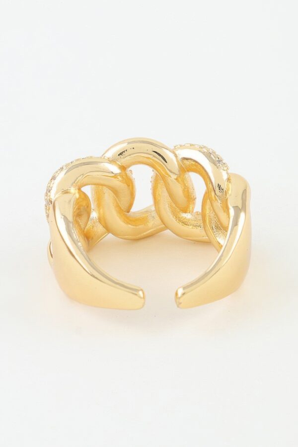 Bejeweled Curb Chain Ring - Polished Pave Links