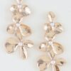 Polished Triple Flower Drop Earrings - Floral Cascade