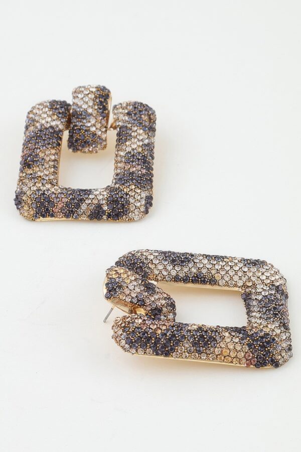 Pave Square Open-Frame Geometric Earrings