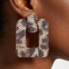 Pave Square Open-Frame Geometric Earrings