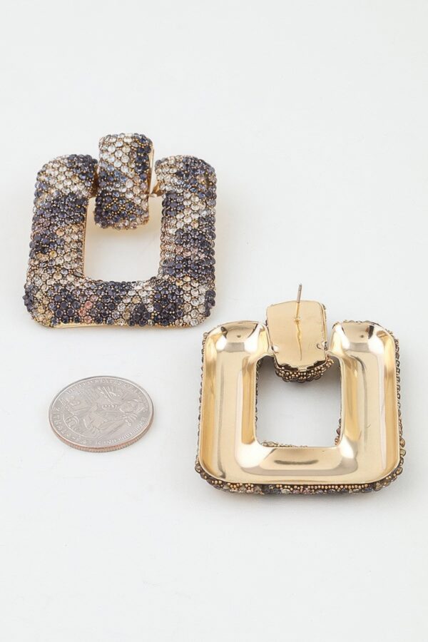 Pave Square Open-Frame Geometric Earrings