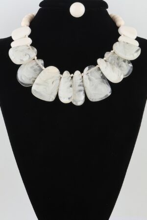 Marble Ripple Statement Necklace - Cascading Fan Pendant