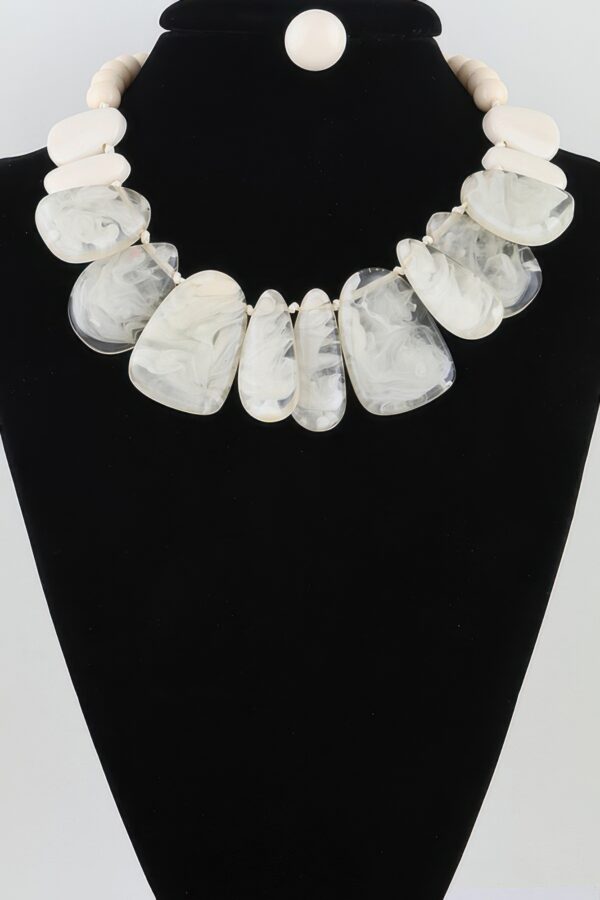 Marble Ripple Statement Necklace - Cascading Fan Pendant