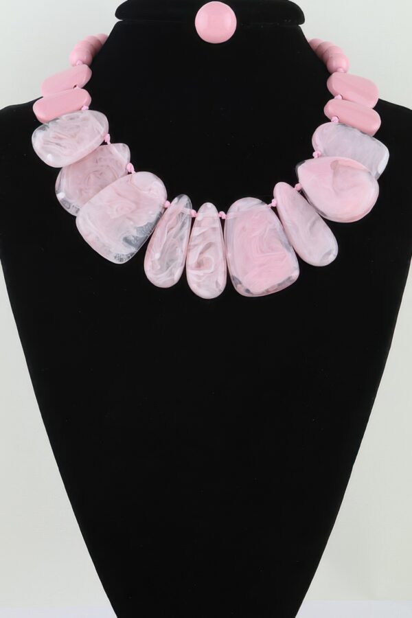 Marble Ripple Statement Necklace - Cascading Fan Pendant