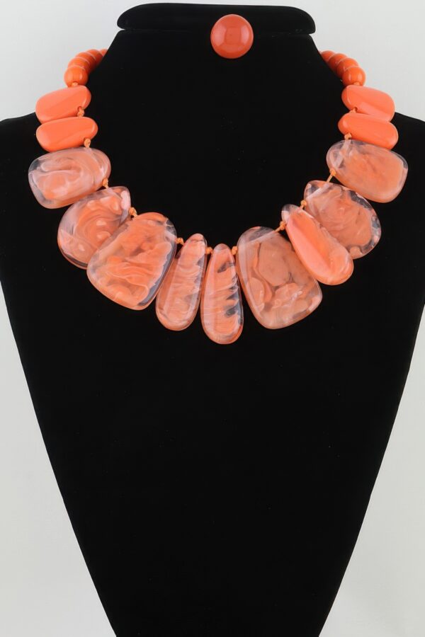 Marble Ripple Statement Necklace - Cascading Fan Pendant