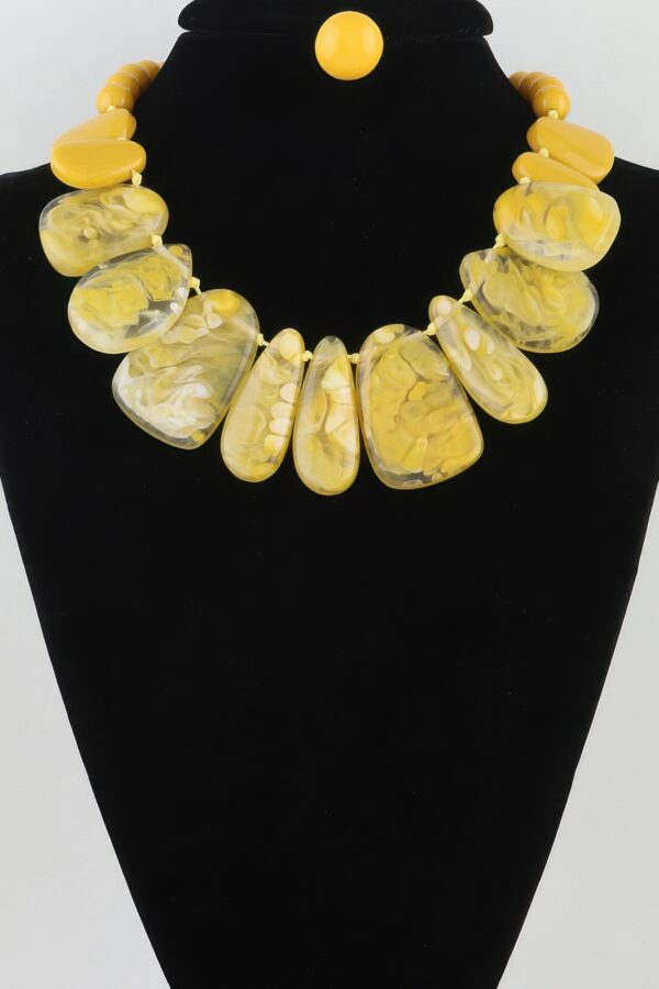 Marble Ripple Statement Necklace - Cascading Fan Pendant