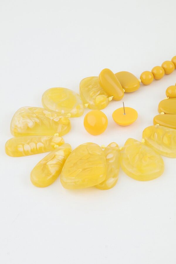 Marble Ripple Statement Necklace - Cascading Fan Pendant