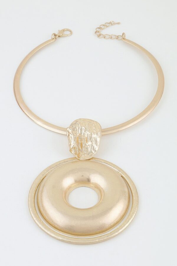 Layered Disc Choker Necklace - Modern Geometric Pendant