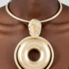 Layered Disc Choker Necklace - Modern Geometric Pendant