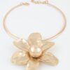Hammered Flower Choker - Textured Five-Petal Pendant