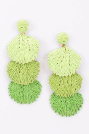 Fan-Shaped Faux Straw Earrings - Layered Texture