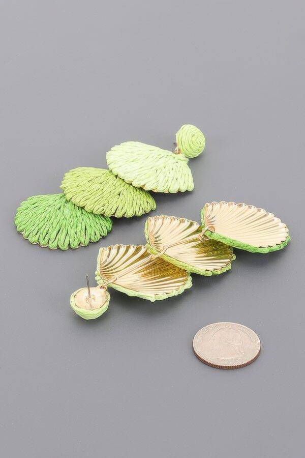 Fan-Shaped Faux Straw Earrings - Layered Texture