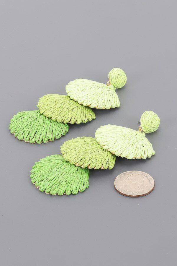 Fan-Shaped Faux Straw Earrings - Layered Texture