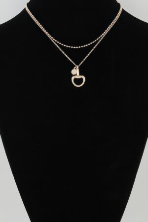 Double-Chain Equestrian Drop Beaded Necklace