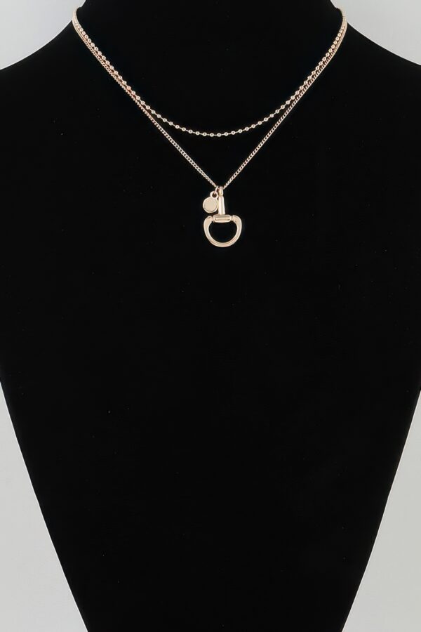 Double-Chain Equestrian Drop Beaded Necklace