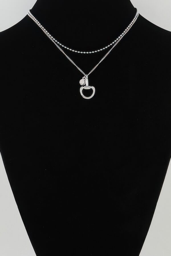 Double-Chain Equestrian Drop Beaded Necklace