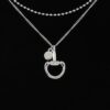 Double-Chain Equestrian Drop Beaded Necklace