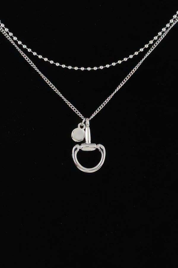 Double-Chain Equestrian Drop Beaded Necklace
