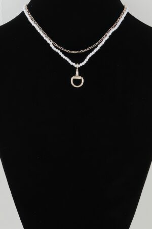 Equestrian Drop Layered Beaded Necklace - 16"