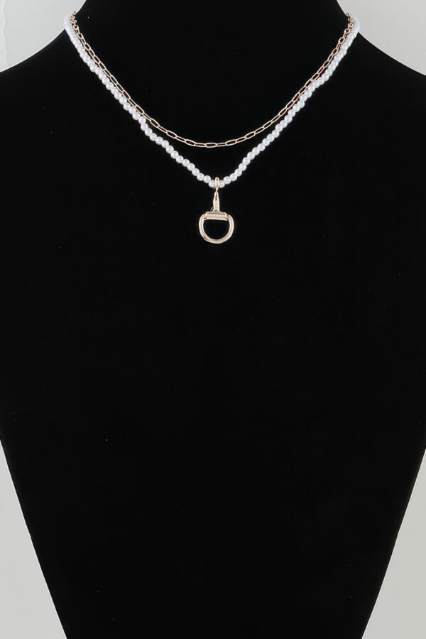 Equestrian Drop Layered Beaded Necklace - 16"