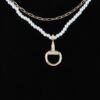 Equestrian Drop Layered Beaded Necklace - 16"