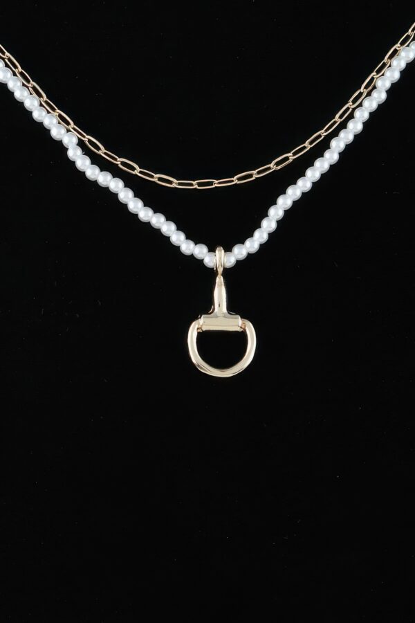 Equestrian Drop Layered Beaded Necklace - 16"