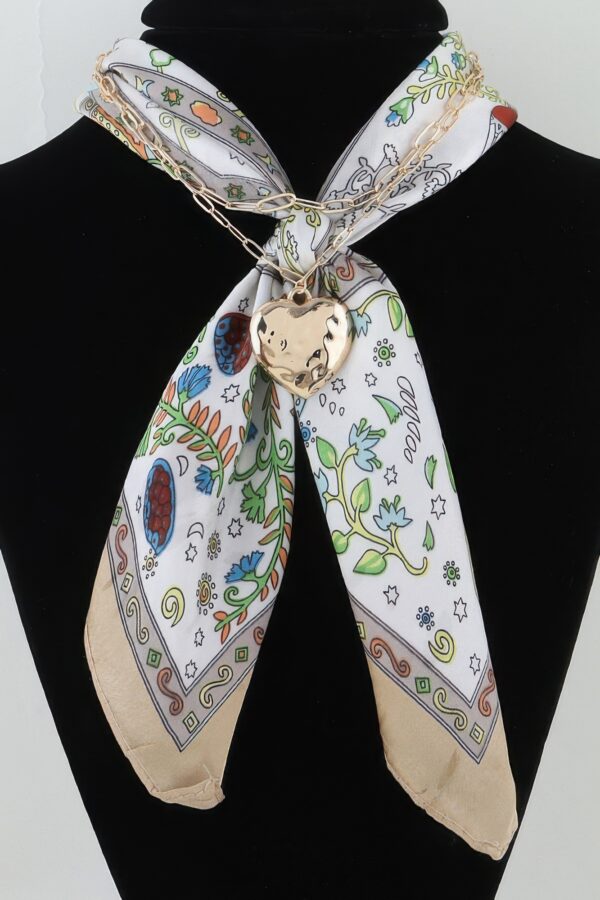 Heart Chain Necklace with Double-Wrap Scarf