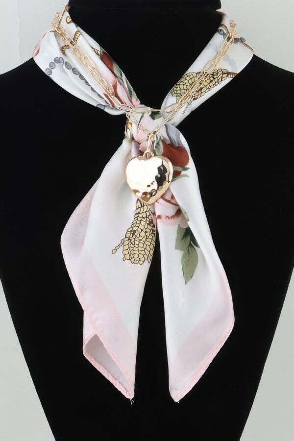 Heart Chain Necklace with Double-Wrap Scarf
