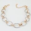 Indented Hoop Chain Necklace with Textured Ovals