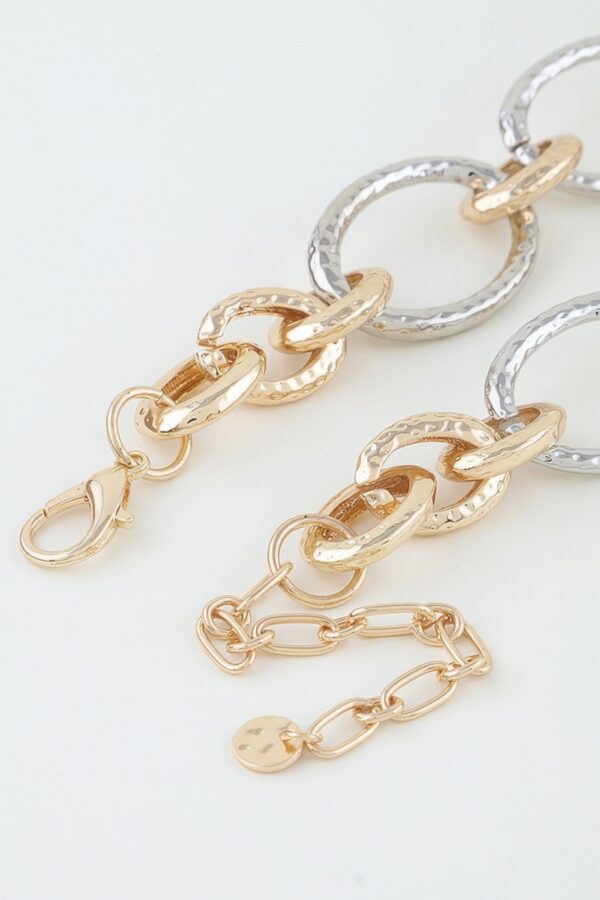 Indented Hoop Chain Necklace with Textured Ovals