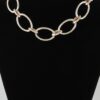 Indented Hoop Chain Necklace with Textured Ovals