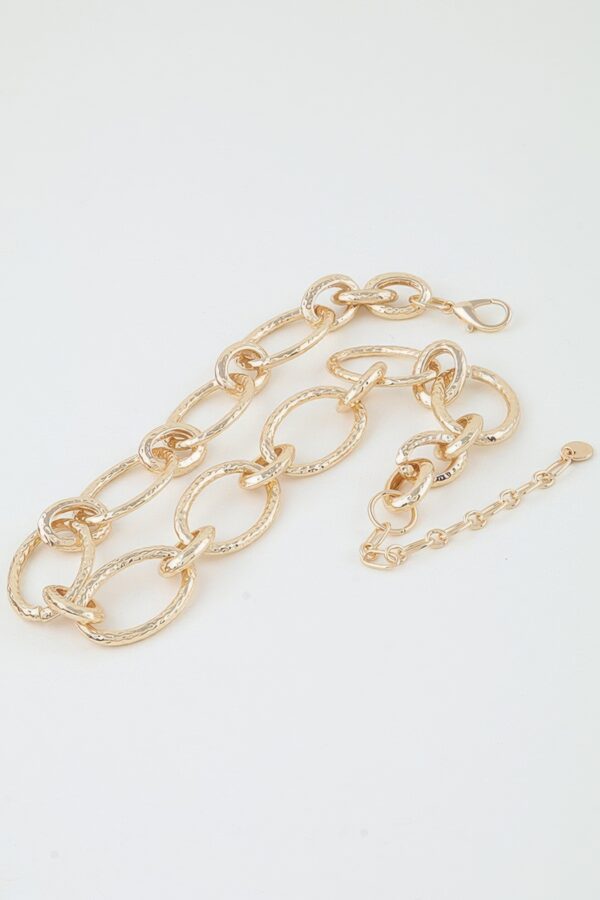 Indented Hoop Chain Necklace with Textured Ovals