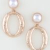 Textured Oval Drop Earrings with Smooth Rounded Top