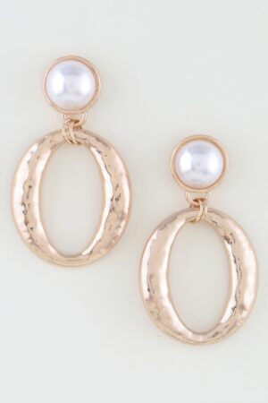 Textured Oval Drop Earrings with Smooth Rounded Top