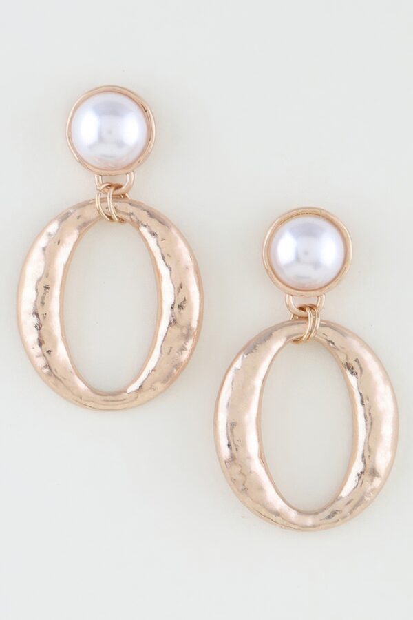 Textured Oval Drop Earrings with Smooth Rounded Top