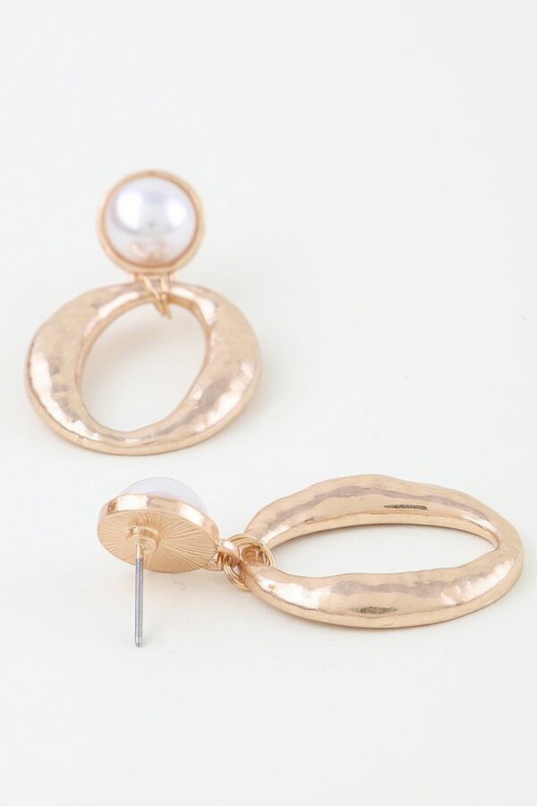 Textured Oval Drop Earrings with Smooth Rounded Top