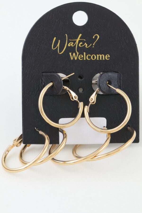 Triple Pack Rounded Hoop Earrings - Polished Set
