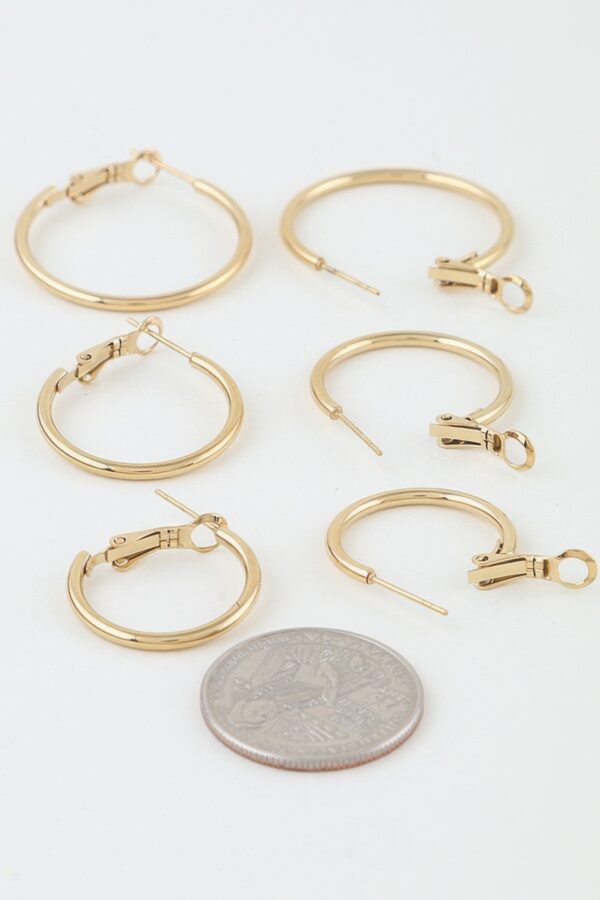 Triple Pack Rounded Hoop Earrings - Polished Set